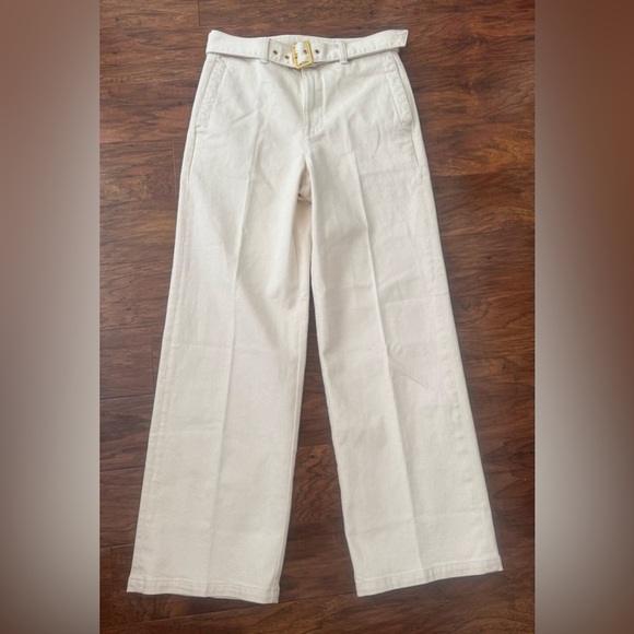 J. Crew Belted mid-rise wide leg jean Ecru wash Relaxed Loose Chic 2024 Size 26 - Picture 1 of 12